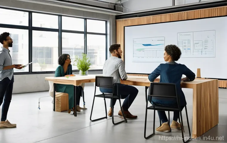 공업디자인과 생태 디자인 - **Innovation in Materials: The Eco-Designer's Workshop**
    A vibrant, medium shot capturing a futu...