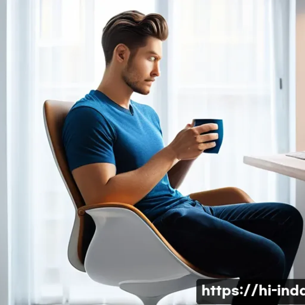 가구 디자인과 공업디자인 - **Prompt:** A photorealistic image of a young adult, comfortably dressed in a casual outfit, sitting...